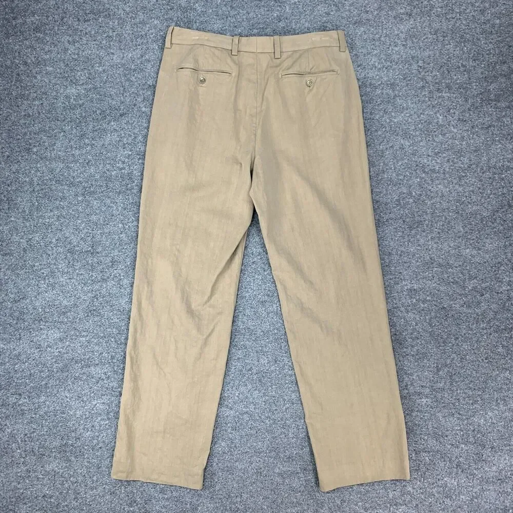 Tommy Bahama Pants Mens 34 Bison Silk Blend Pleated Front Straight Leg Relaxed
